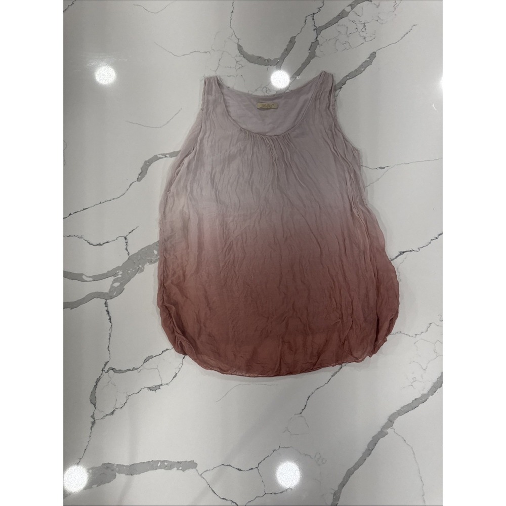 Giusy Made in Italy Silk Ombre Sleeveless Top Pink Lavender Size M